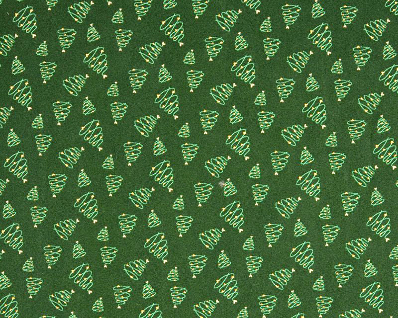 Swirly Christmas Trees with Gold Foil Fabric 0.5m - 100% Cotton